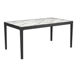 65" White and Black Faux Marble and Solid Wood Dining Table