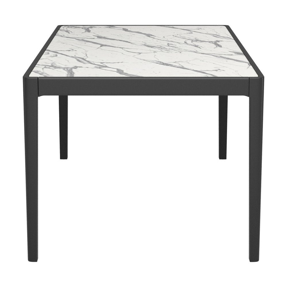 65" White and Black Faux Marble and Solid Wood Dining Table