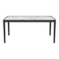 65" White and Black Faux Marble and Solid Wood Dining Table