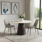 48" Beige and Black Wood and Steel Faux Terrazzo Round Top Dining Table