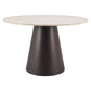48" Beige and Black Wood and Steel Faux Terrazzo Round Top Dining Table