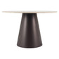 48" Beige and Black Wood and Steel Faux Terrazzo Round Top Dining Table