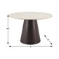 48" Beige and Black Wood and Steel Faux Terrazzo Round Top Dining Table