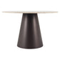 48" Beige and Black Wood and Steel Faux Terrazzo Round Top Dining Table