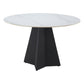 48" White and Black Sintered Stone and Steel Pedestal Base Round Dining Table