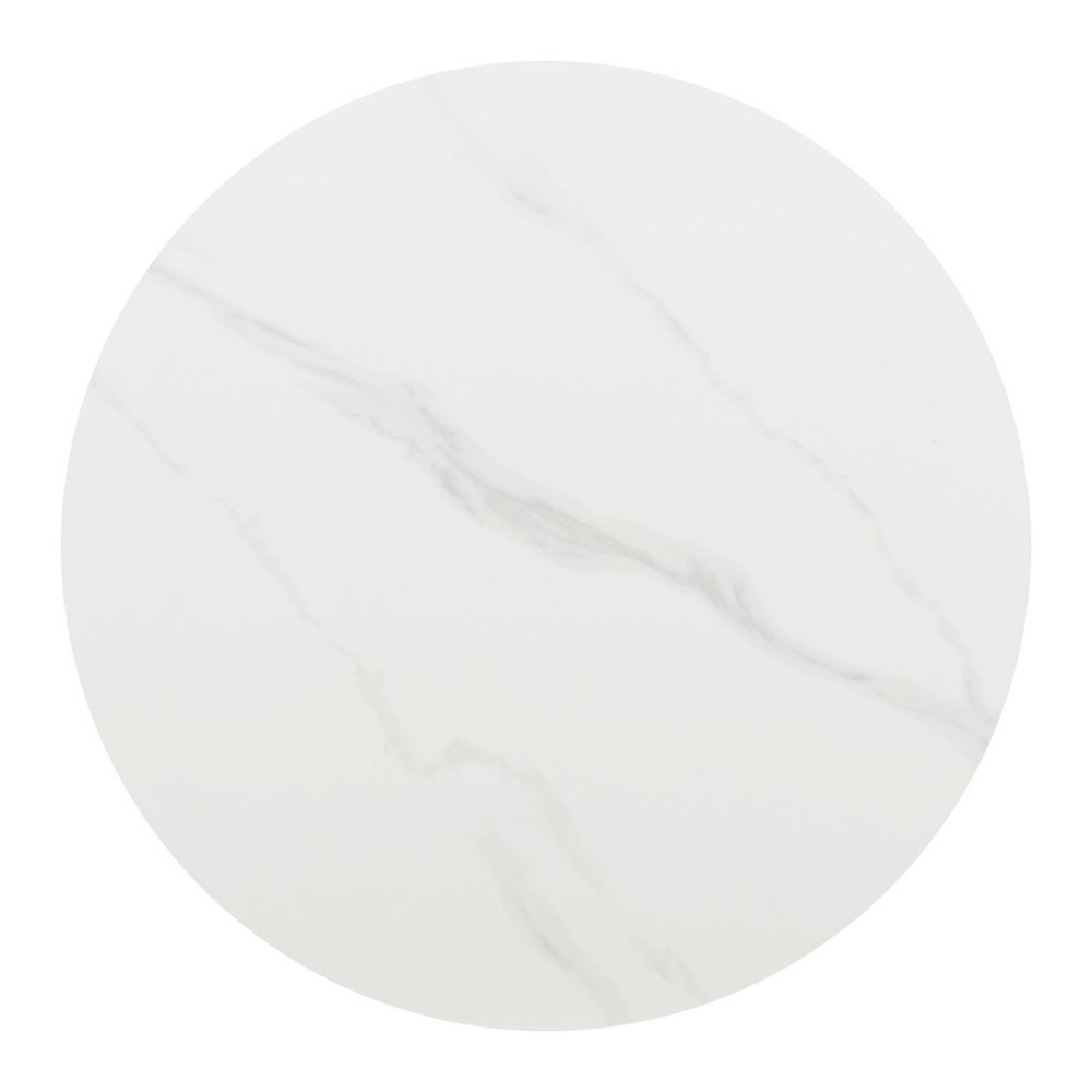 48" White and Black Sintered Stone and Steel Pedestal Base Round Dining Table