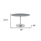 48" Gray and Silver Marble and Aluminum Pedestal Base Round Top Dining Table