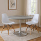 48" Gray and Silver Marble and Aluminum Pedestal Base Round Top Dining Table