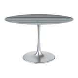 48" Gray and Silver Marble and Aluminum Pedestal Base Round Top Dining Table