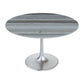 48" Gray and Silver Marble and Aluminum Pedestal Base Round Top Dining Table