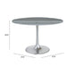 48" Gray and Silver Marble and Aluminum Pedestal Base Round Top Dining Table