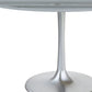 48" Gray and Silver Marble and Aluminum Pedestal Base Round Top Dining Table