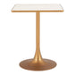 24" Beige and Gold Wood and Steel Pedestal Base Square Dining Table