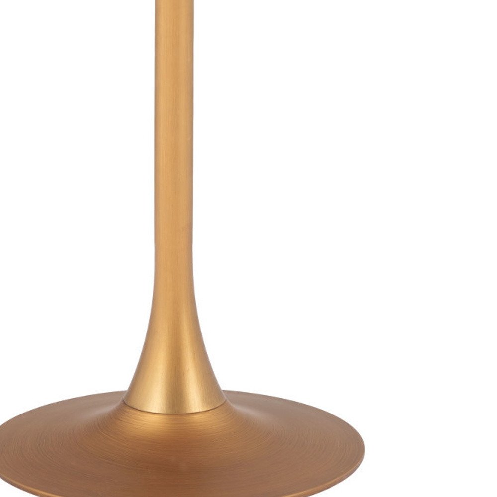 24" Beige and Gold Wood and Steel Pedestal Base Square Dining Table