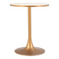 24" Beige and Gold Wood and Steel Pedestal Base Round Top Dining Table