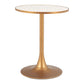 24" Beige and Gold Wood and Steel Pedestal Base Round Top Dining Table