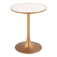 24" Beige and Gold Wood and Steel Pedestal Base Round Top Dining Table