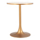 24" Beige and Gold Wood and Steel Pedestal Base Round Top Dining Table