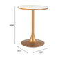 24" Beige and Gold Wood and Steel Pedestal Base Round Top Dining Table