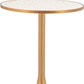 24" Beige and Gold Wood and Steel Pedestal Base Round Top Dining Table