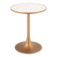 24" Beige and Gold Wood and Steel Pedestal Base Round Top Dining Table