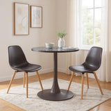 24" Black and Bronze Wood and Steel Pedestal Base Round Top Dining Table