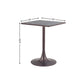 24" Black Wood and Steel Faux Terrazzo Pedestal Base Square Dining Table
