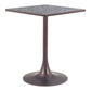 24" Black Wood and Steel Faux Terrazzo Pedestal Base Square Dining Table