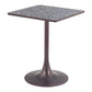24" Black Wood and Steel Faux Terrazzo Pedestal Base Square Dining Table