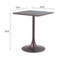 24" Black Wood and Steel Faux Terrazzo Pedestal Base Square Dining Table