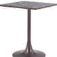 24" Black Wood and Steel Faux Terrazzo Pedestal Base Square Dining Table