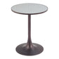 24" Gray and Bronze Wood and Steel Pedestal Base Round Top Dining Table