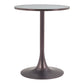 24" Gray and Bronze Wood and Steel Pedestal Base Round Top Dining Table