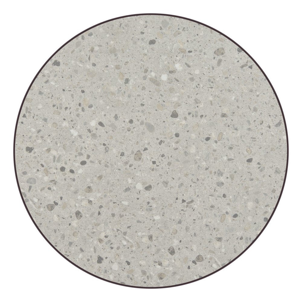 24" Gray and Bronze Wood and Steel Pedestal Base Round Top Dining Table