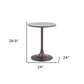 24" Gray and Bronze Wood and Steel Pedestal Base Round Top Dining Table