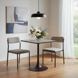 24" Gray Steel Pedestal Base Square Dining Table