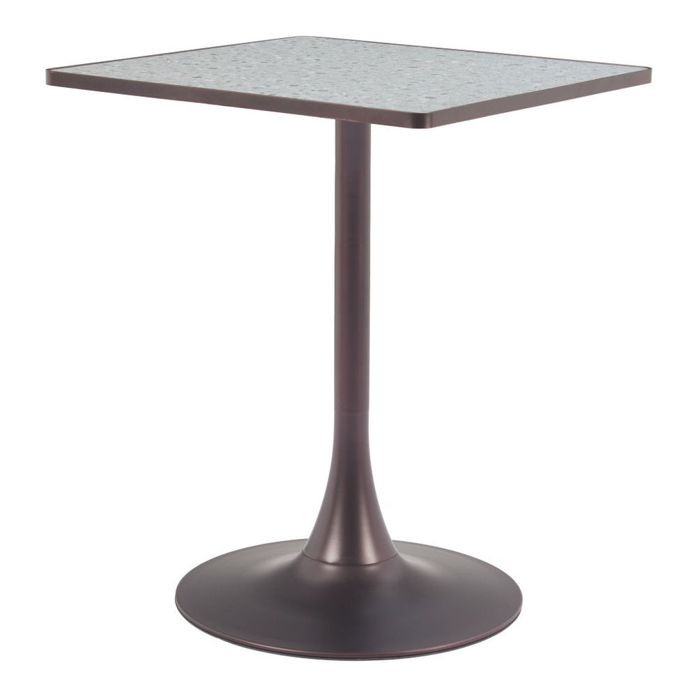 24" Gray Steel Pedestal Base Square Dining Table