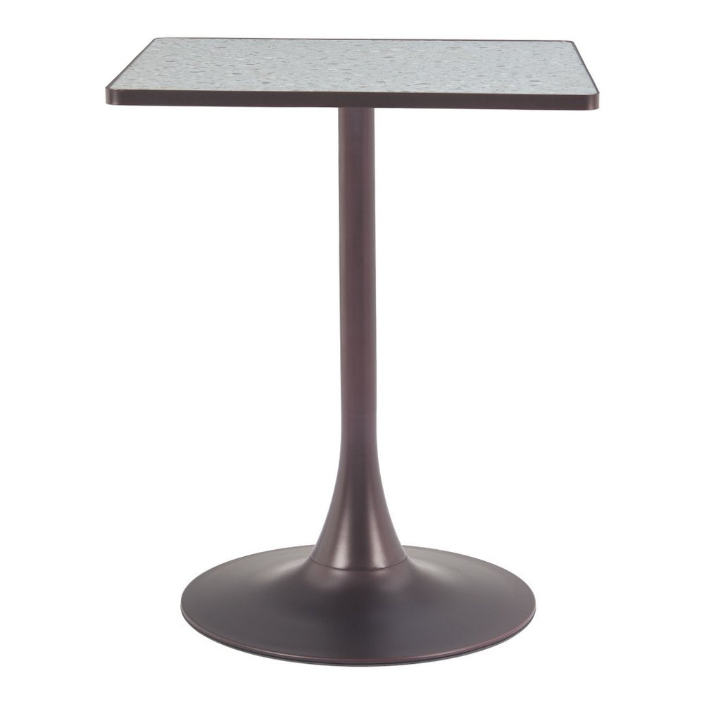 24" Gray Steel Pedestal Base Square Dining Table