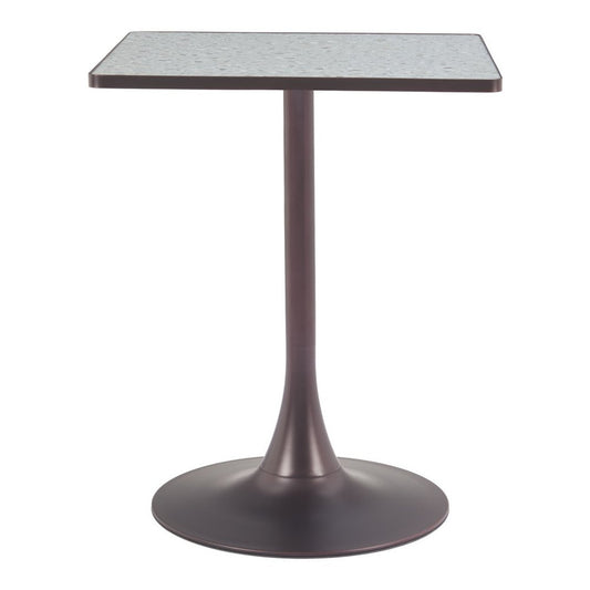24" Gray Steel Pedestal Base Square Dining Table