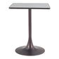 24" Gray Wood and Steel Faux Terrazzo Pedestal Base Square Dining Table