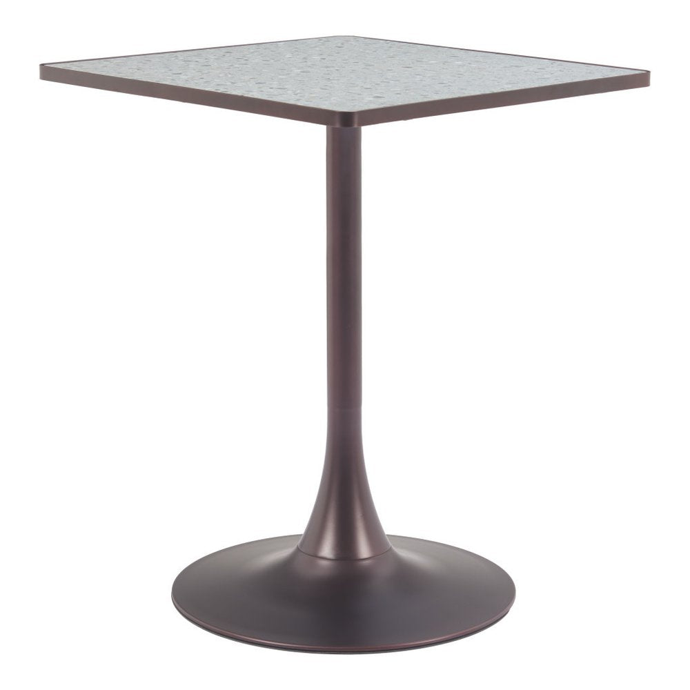 24" Gray Steel Pedestal Base Square Dining Table