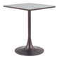 24" Gray Wood and Steel Faux Terrazzo Pedestal Base Square Dining Table