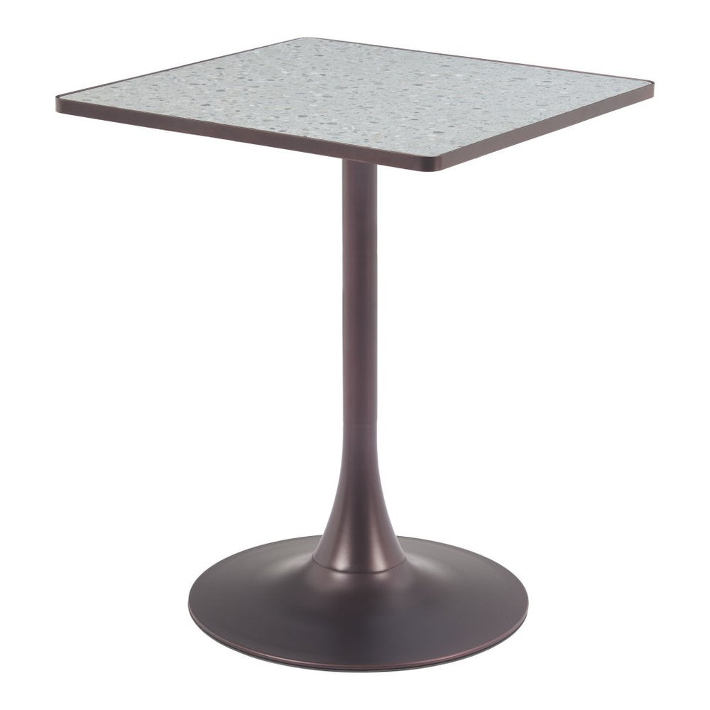 24" Gray Steel Pedestal Base Square Dining Table