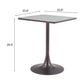 24" Gray Wood and Steel Faux Terrazzo Pedestal Base Square Dining Table