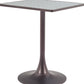 24" Gray Wood and Steel Faux Terrazzo Pedestal Base Square Dining Table