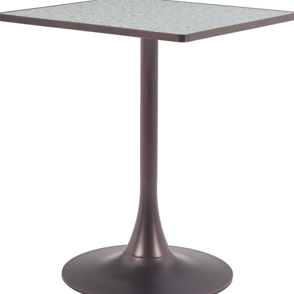 24" Gray Steel Pedestal Base Square Dining Table