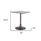 24" Gray Steel Pedestal Base Square Dining Table