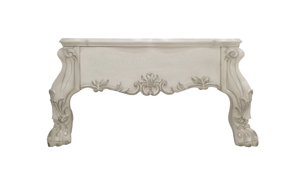 57" Bone Wood Coffee Table With Two Drawers