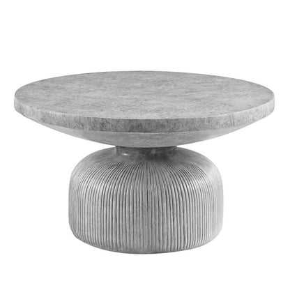 30" Gray Cement Round Pedestal Coffee Table