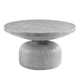 30" Gray Cement Round Pedestal Coffee Table